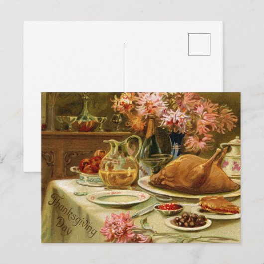 Vintage Thanksgiving Briefkaart (Voorkant / Achterkant)