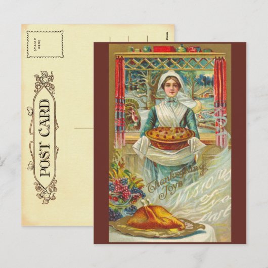 Vintage Thanksgiving Briefkaart (Voorkant / Achterkant)