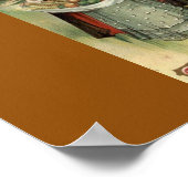 Vintage Thanksgiving Briefkaart Pilgrim Woman Post Poster (Hoek)