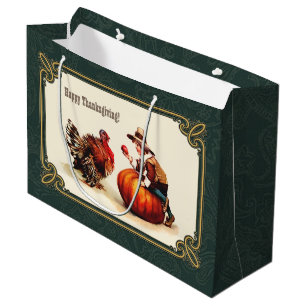 Vintage Thanksgiving Cadeaus voor ontwerp Large Cadeautasje