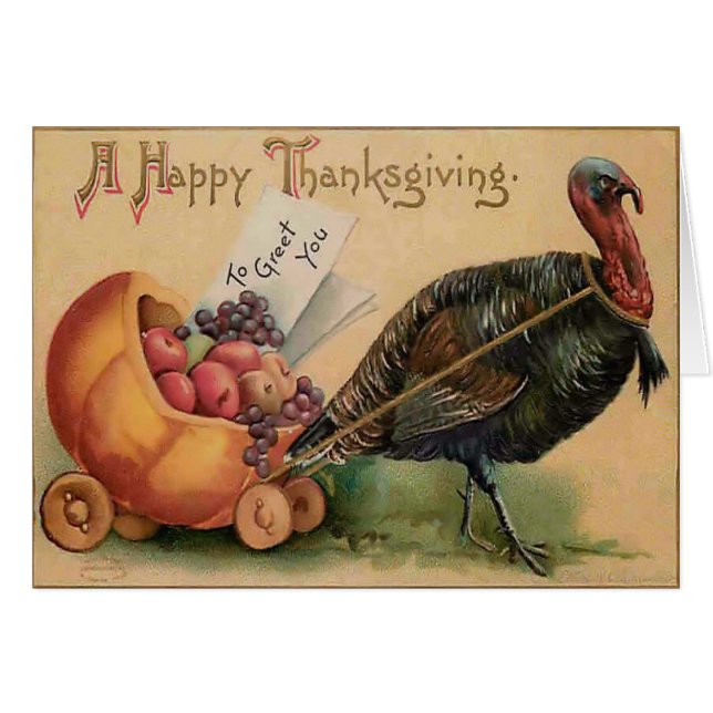 Vintage Thanksgiving Card (Voorkant Horizontaal)