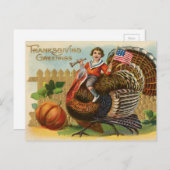 Vintage   Thanksgiving Feestdagenkaart (Voorkant / Achterkant)