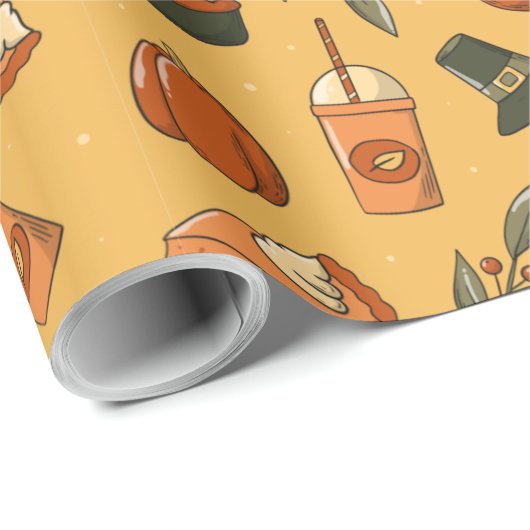 Vintage thanksgiving food pattern  cadeaupapier (Rol Hoek)