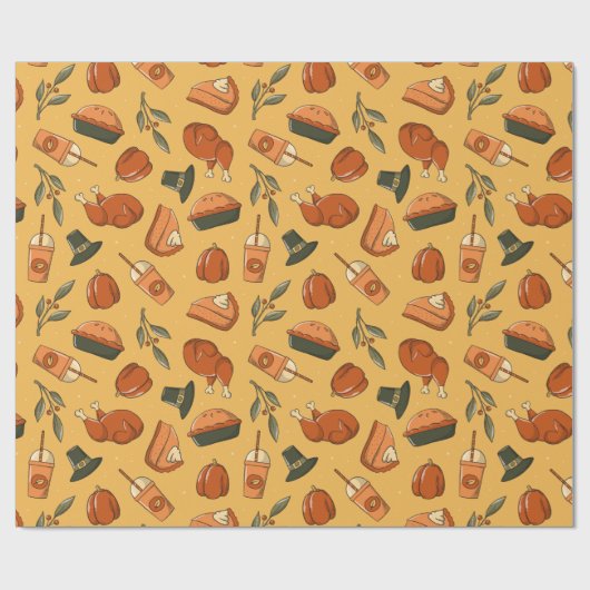 Vintage thanksgiving food pattern  cadeaupapier (Vlak)
