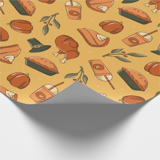 Vintage thanksgiving food pattern  cadeaupapier (Hoek)