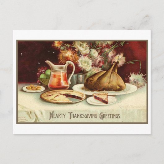 Vintage Thanksgiving Greetings Holiday Post Feestdagenkaart (Voorkant)