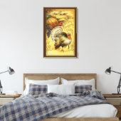 Vintage Thanksgiving Greetings with Turkey Canvas Afdruk (Insitu (Slaapkamer))