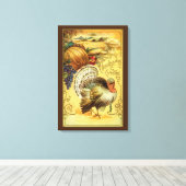 Vintage Thanksgiving Greetings with Turkey Canvas Afdruk (Insitu (Houten vloer))