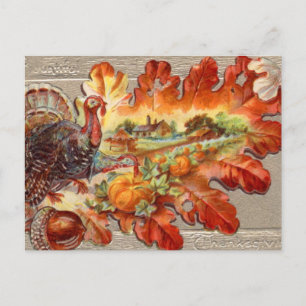 Vintage Thanksgiving Herfst Turkije Briefkaart