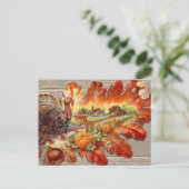 Vintage Thanksgiving Herfst Turkije Briefkaart (Staand voorkant)