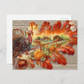 Vintage Thanksgiving Herfst Turkije Briefkaart (Voorkant / Achterkant)