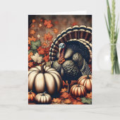 Vintage Thanksgiving Turkey and Pumpkins Kaart (Voorkant)
