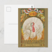 Vintage Thanksgiving — turkije Briefkaart (Voorkant / Achterkant)