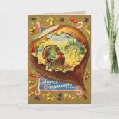 Vintage Thanksgiving Turkije Card Feestdagen Kaart (Voorkant)