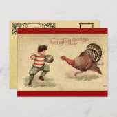 Vintage Thanksgiving Turkije en het Briefkaart van (Voorkant / Achterkant)
