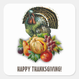 Vintage Thanksgiving Turkije en pompoen Vierkante Sticker