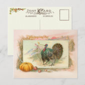 Vintage Thanksgiving Turkije met Vorkbeen Feestdagenkaart (Voorkant / Achterkant)