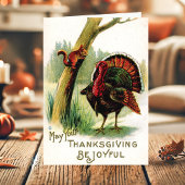 Vintage Thanksgiving Turkse eekhoorn Feestdagen Kaart