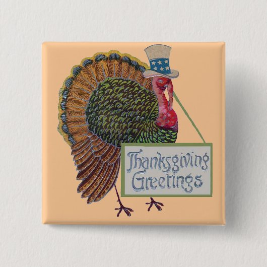 Vintage Thanksgiving Vierkante Button 5,1 Cm (Voorkant)