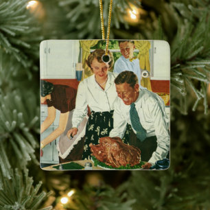 Vintage Thanksgiving voor koken in keuken Keramisch Ornament