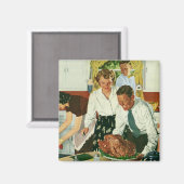 Vintage Thanksgiving voor koken in keuken Magneet (Voorkant / Achterkant)