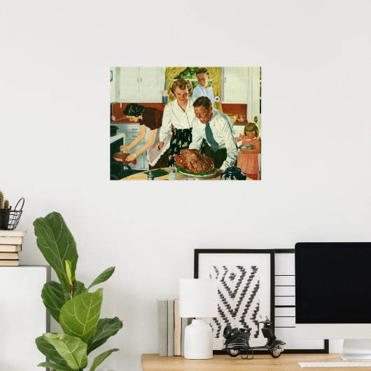 Vintage Thanksgiving voor koken in keuken Poster (Thuiskantoor)