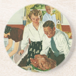 Vintage Thanksgiving voor koken in keuken Zandsteen Onderzetter