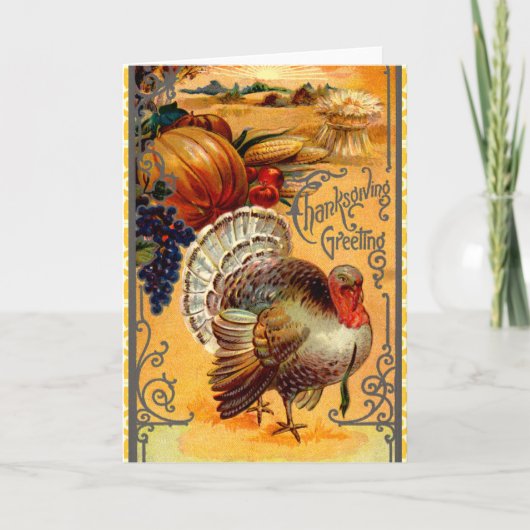 Vintage Thanksgiving Wenskaart Feestdagen Kaart (Voorkant)