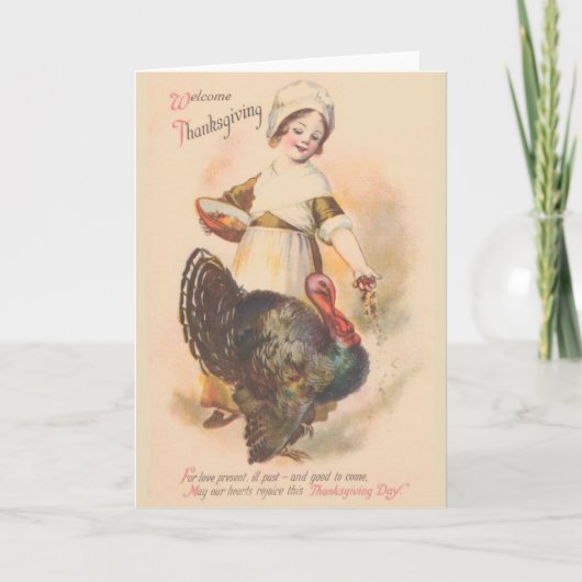 Vintage Thanksgiving Wenskaart Feestdagen Kaart (Voorkant)