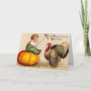 Vintage Thanksgiving Wenskaart Feestdagen Kaart