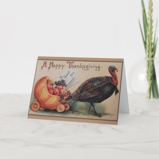 Vintage Thanksgiving Wenskaart Feestdagen Kaart (Voorkant)