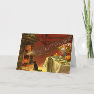 Vintage Thanksgiving Wenskaart Feestdagen Kaart