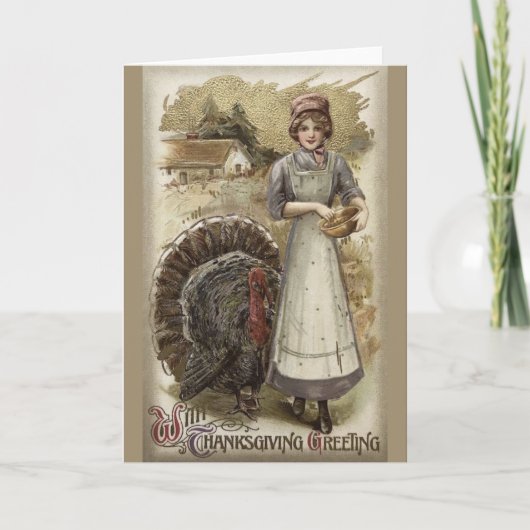 Vintage Thanksgiving Wenskaart Feestdagen Kaart (Voorkant)