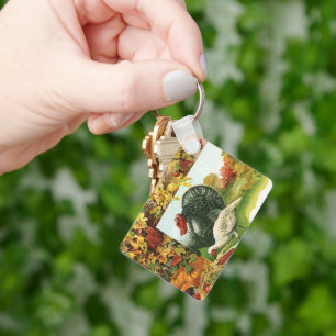 Vintage Thanksgiving, Wild Turkeys Autumn Colors Sleutelhanger