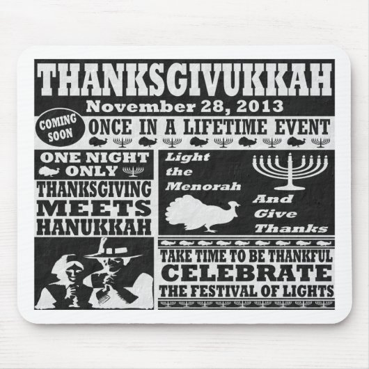 Vintage Thanksgivukkah Muismat (Voorkant)