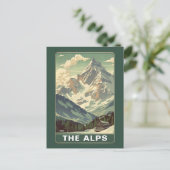 Vintage The Alps Travel Skiing Mountain Lodge Briefkaart (Staand voorkant)