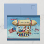 Vintage The Day We Celebrate July 4 Briefkaart (Voorkant / Achterkant)
