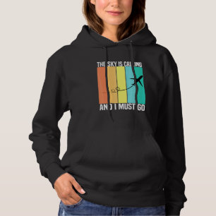 Vintage The Sky Is Calling And I Must Go Airplane Hoodie