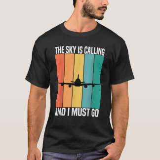 Vintage The Sky Is Calling And I Must Go Airplane T-shirt