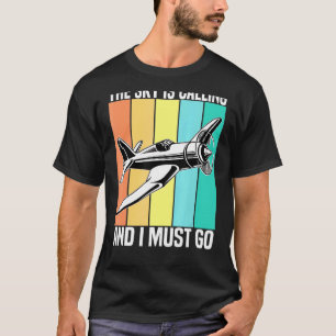 Vintage The Sky Is Calling And I Must Go Airplane T-shirt
