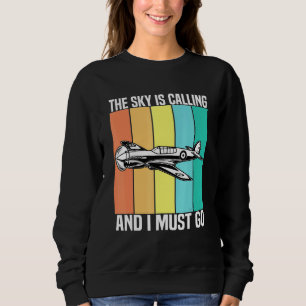 Vintage The Sky Is Calling And I Must Go Airplane Trui