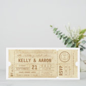 Vintage theater Ticket Wedding Uitnodiging afspele (Staand voorkant)
