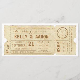 Vintage theater Ticket Wedding Uitnodiging afspele