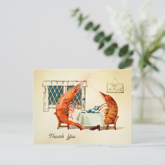 Vintage Thee Garnalen Bedankt Ansichtkaart Briefkaart (Staand voorkant)