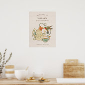 Vintage Theepartij Baby Shower Welkom Poster (Keuken)