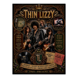 Vintage Thin Lizzy Band Tribute Muur Kunst Poster