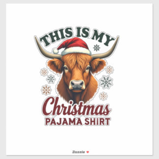 Vintage This Is My Christmas Pajama Shirt Highland Sticker