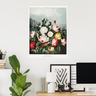 Vintage Thornton Roses Vogel Nest Kunst Poster