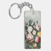 Vintage Thornton Roses Vogel Nest Kunst Sleutelhanger (Voorkant Links)