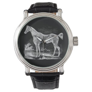 Vintage Thoroughbred Horse Equestrian Personalized Horloge